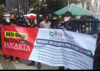 Kritik Janji Anies, FWJ, FWPJ, KPJ, POB dan SKT Gelar Aksi di Balaikota