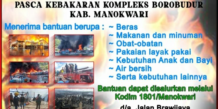 Kodim 1801/Manokwari Buka Posko Peduli Korban Kebakaran Komp. Borobudur