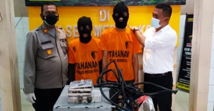 Diduga Dua Orang Pelaku Pencurian Kabel Tower Diamankan Unit Reskrim Polsek Medan Kota.