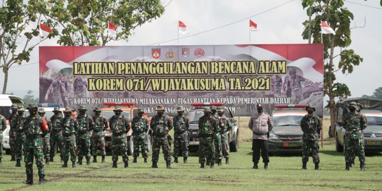 Korem 071/Wijayakusuma Gelar Latihan Penanggulangan Bencana Alam