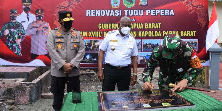 Sambut Hari Pahlawan 2021, Kodam Kasuari Laksanakan Pemugaran Tugu Perpera