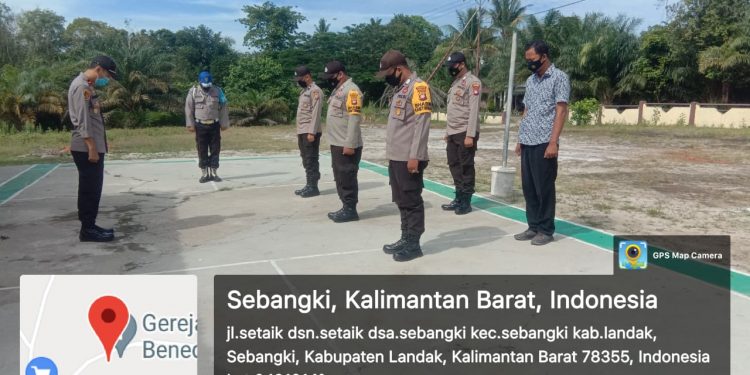 Pesan Kapolsek saat Apel Pagi, agar Anggotanya Tetap Waspada dengan Virus Corona