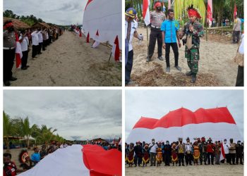 TNI/POLRI bersama masyarakat Melaksanakan Kirab Merah Putih di Kabupaten Teluk Wondama