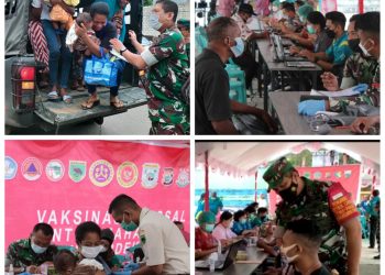 Kodim 1801/Manokwari Kerahkan Warga Masyarakat Asli Papua dalam giat Vaksinasi Massal