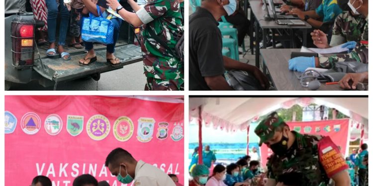 Kodim 1801/Manokwari Kerahkan Warga Masyarakat Asli Papua dalam giat Vaksinasi Massal