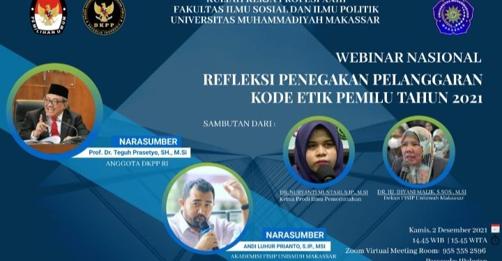 Webinar Nasional, Mahasiswa Unismuh Makassar, Bahas Kode Etik Penyelenggaraan Pemilu.
