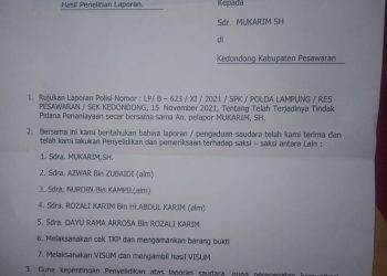 Pelapor Mukarim SH  terima SP2HP Ke-2 tentang  Dugaan Tindak Pidana Penganiayaan secara bersama-sama
