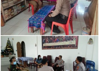 Kunjungi Tokoh Agama, Binmas Polres Landak Himbau Penerapan  Protkes