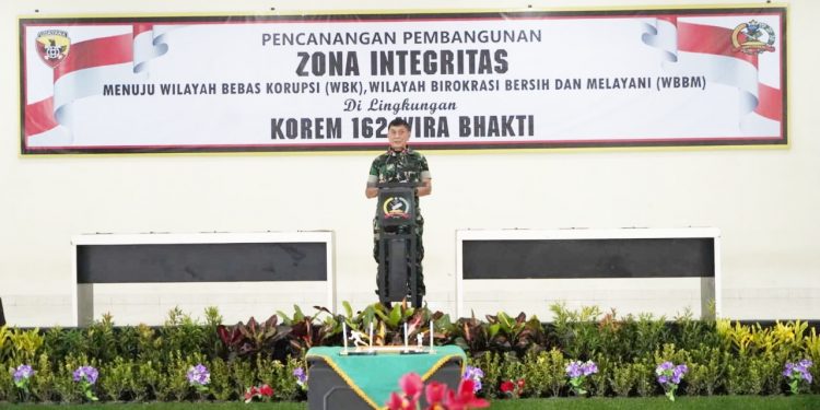 Brigjen TNI Lalu Rudy Irham Srigede, ST., M.Si., Pimpin Pencanangan Pembangunan Zona Integritas