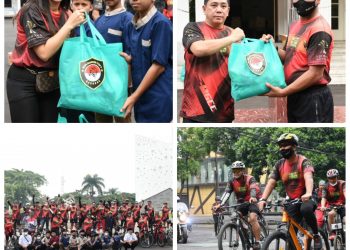 Perwira Kogartap II/Bandung bersepeda keliling Kota Bandung bersama anggota Kogartap II/Bandung, Masyarakat dan Mitra Kogartap II/Bandung,