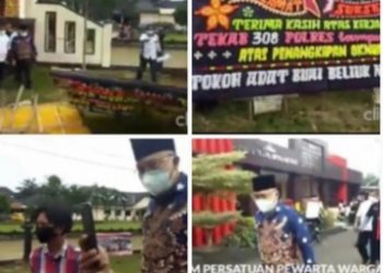 VIRAL..!! Ketum PPWI Wilson Lalengke Robohkan Karangan Bunga Di Mapolres Lampung Timur