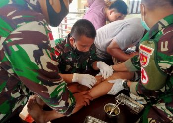 Satgas Kodim Maluku Utara Yonif RK 732/Banau Melaksanakan Bakti Sosial Dalam Rangka Purna Tugas
