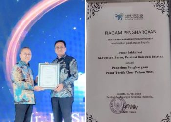 Bupati Barru Menerima Penghargaan Pasar Tertib Ukur dan Perlindungan Konsumen Secara Nasional di Samarinda