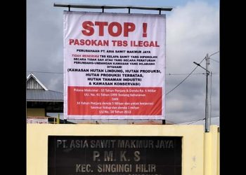 PT. ASMJ II Sei Paku Pasang Spanduk Peringatan Terkait Pasokan Tandan Buah Sawit (TBS).