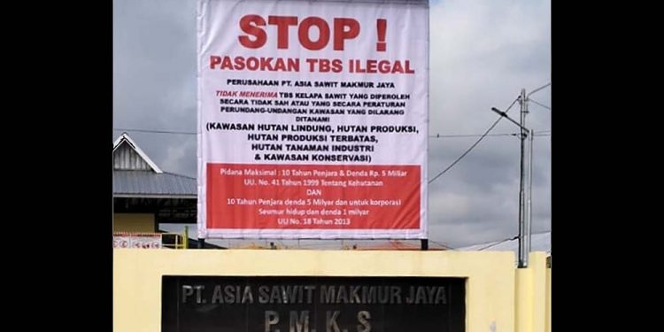 PT. ASMJ II Sei Paku Pasang Spanduk Peringatan Terkait Pasokan Tandan Buah Sawit (TBS).