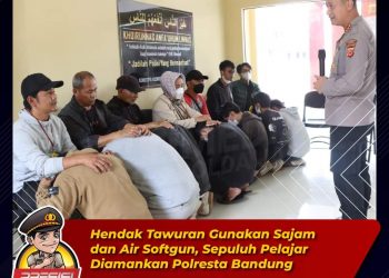 Hendak Tawuran Gunakan Sajam dan Air Softgun, Sepuluh Pelajar Diamankan Polresta Bandung