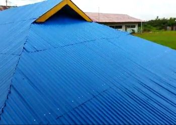 Gedung Sekolah SMP  Baru di Bangun Milik Pesantren Nurul Islamiyah Wajok Hilir Ambruk Diterjang Angin Puting Beliung