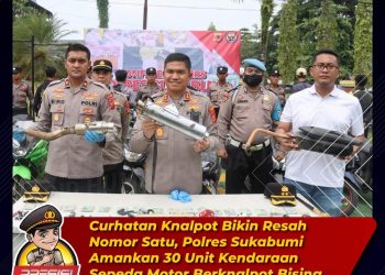 30 Unit Sepeda Motor Berknalpot brong atau Bising ( tidak sesuai standar SNI), Diamankan Polres Sukabumi di Wilayah Pelabuhanratu, Kab. Sukabumi