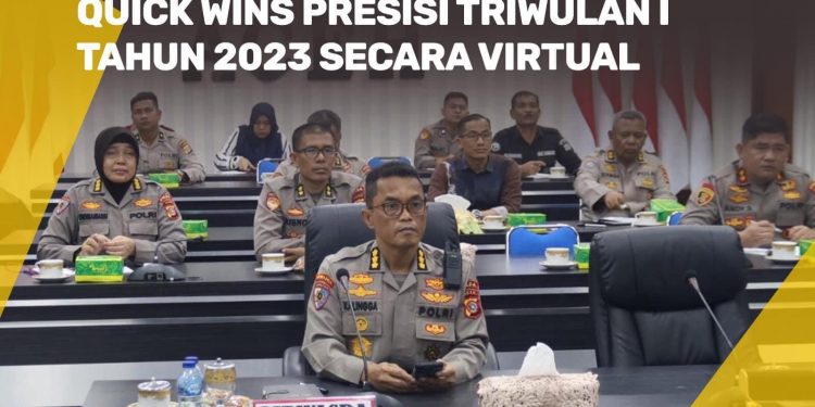 Sejumlah Pejabat Polda Aceh Hadiri Rapat Penekanan Program Quick Wins Presisi triwulan 1 TA 2023 secara Virtual