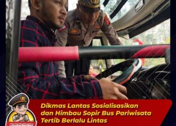 Dikmas Lantas Sosialisasikan dan Himbau Sopir Bus P