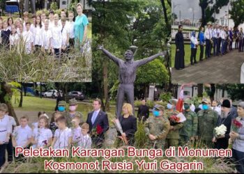 Dihadiri PPWI dan Perwakilan Kedubes, Peletakan Bunga di Monumen Gagarin Berlangsung Hikmad