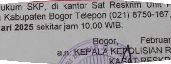 Kejanggalan Surat Resmi Pemanggilan SAKSI dari Polres Kabupaten Bogor Tak Bertanggal