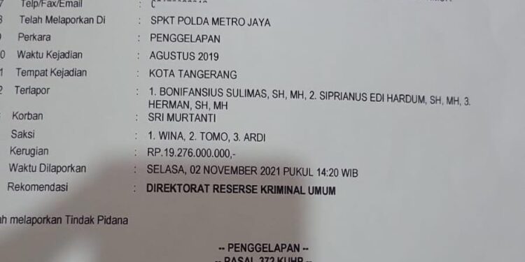 Seorang  Pengacara di Laporkan ‘Kasus Pengelapan’ Pelaporan Dari Tahun 2021 Jalan di Tempat
