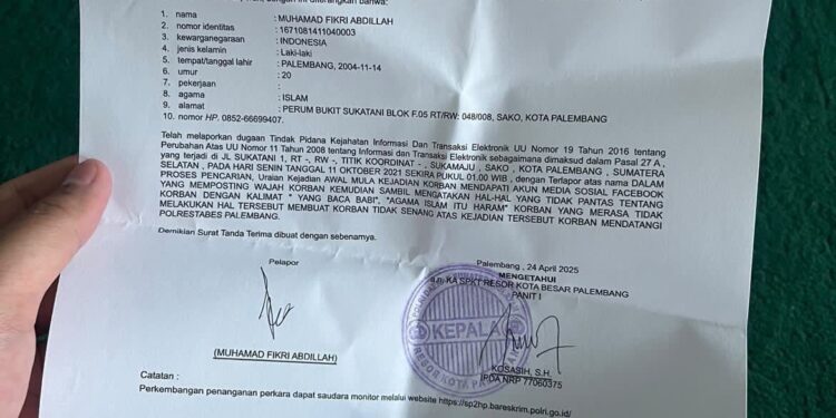 Muhammad Fikri Abdillah Laporkan Dugaan Pencemaran Nama Baik ke Polrestabes