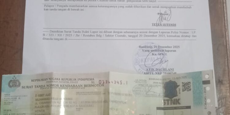 Motor Raib di Teras Rumah, Polsek Cicendo, Kota Bandung terkesan Lamban Menindaklanjuti Laporan Perkara Curanmor Korban