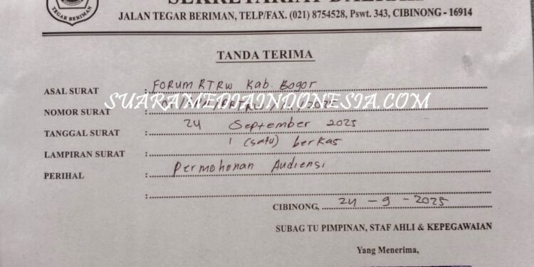 Surat Audensi Paguyuban RT/RW Kabupaten Bogor Tak ada Kejelasan , Paguyuban Tegaskan Janji  Rudi Susmanto Saat Kampanye Pilkada Serentak